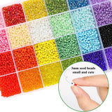 DICOBD 12000pcs 3mm Glass Seed Beads for Bracelets Making Kit with Letter Alphabet Beads, Friendship Bracelet Kits 8/0 Craft Bead for Jewelry Making Necklaces and Key Chains with 2 Rolls of Cord DICOBD