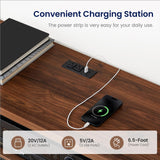 AOGLLATI Black Dresser for Bedroom with Slanted Louvre Design,Retro Chest of Drawers with Charging Station, Wooden Wide Led 6 Drawer Dresser for Bedroom,Living Room, Hallway, Black & Brown AOGLLATI