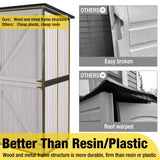 Aivituvin Outdoor Storage Shed Upgraded with Strong Metal Frame Garden Tool Shed Storage House Cabinet with Adjustable Shelfs and Wooden Floor 4.6 x 2.42FT (Off-White) Aivituvin