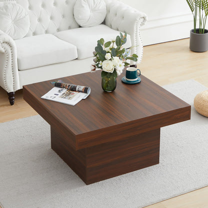 NVETHM Coffee Table, Square Coffee Table with LED Light Strip and Charging Station, Wooden Coffee Table for Living Room, Reception Room and Office (Walnut) - WoodArtSupply