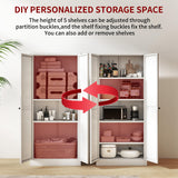 AQY Kitchen Pantry Cabinet,61" White Pantry Storage Cabinet with 4 Tier Adjustable Shelves and 2 Doors,Freestanding Cupboard,Metal Pantry Cabinets with Handle for Living Room Kitchen Assembly Required AQY