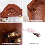 Ball & Cast 72" H Lighted Corner Curio Cabinet with Curved Top Carving,Glass Display Cabinet with 6 Tempered Adjustable Glass Shelves and Doors,Light Bulb Included, Rack for Liquor Storage,Oak Ball & Cast