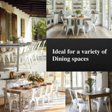 SOLEGGIATA White Metal Dining Chairs Set of 6 Iron Stackable Industrial Tolix Style Outdoor Farmhouse Kitchen Cafe Arctic White Color SOLEGGIATA