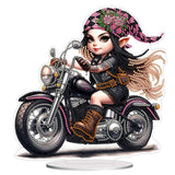 POETRYDRAW DIY Diamond Art Ornament Desktop Kit Motorcycle Girl, Stand Up Acrylic Diamonds Painting Ornament for Adults, 5D Special Diamond Gem Craft Tabletop Placement Board Kit POETRYDRAW