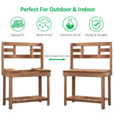 Yaheetech Potting Bench Table Horticulture Germination Table & Outdoor Garden Work Bench Platform w/Display Rack/Storage Shelf/Hanger/Thoughtful Sink Brown Yaheetech