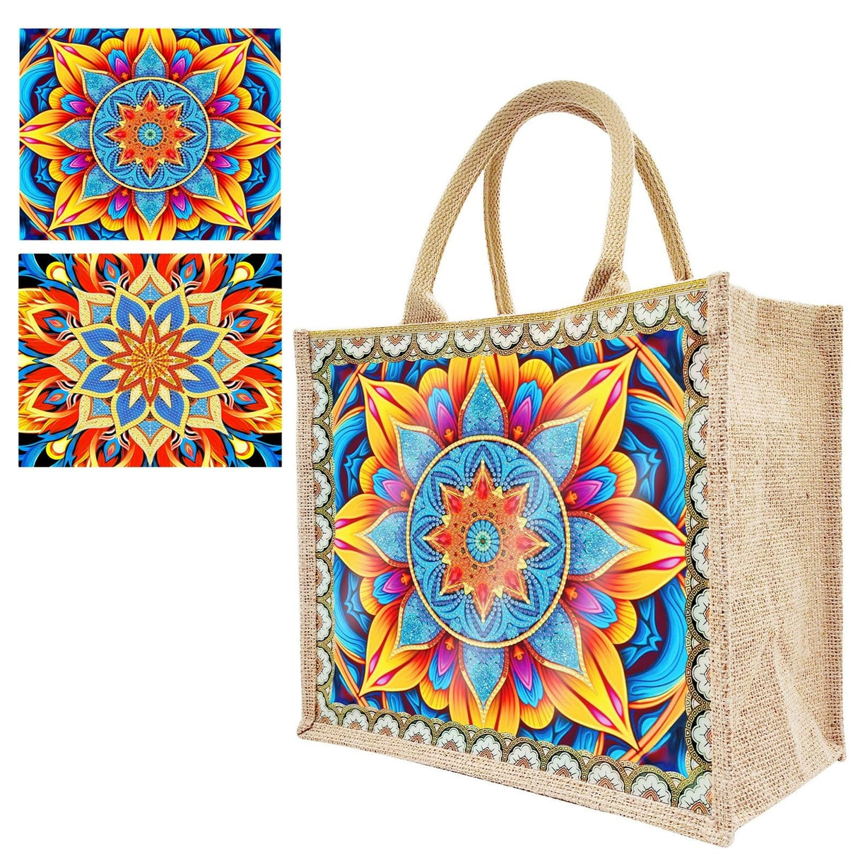 Generic 5D Diamond Art Painting Tote Bag Kit, DIY 5D Diamond Art Painting Handbag Kits, Diamond Art Painting Bag, (Single Side Dot Diamond) (#07-Mandala) WoodArtSupply