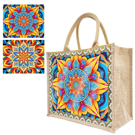 Generic 5D Diamond Art Painting Tote Bag Kit, DIY 5D Diamond Art Painting Handbag Kits, Diamond Art Painting Bag, (Single Side Dot Diamond) (#07-Mandala) WoodArtSupply