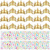Jexine 100 Pieces Foam Crowns Set for Kids Princess Tiaras Making Kits 60 Pcs Foam Princess Crowns and 40 Sheets Crystal Diamond Sticker for Kids' Party Supplies Decoration Craft Jexine