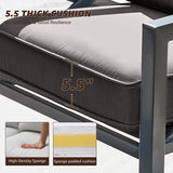 NATURAL EXPRESSIONS Outdoor Patio Furniture 4 Pieces Set, Modern Patio Conversation Sets, Outdoor Sectional Metal Sofa with 5.5 Inch Cushion and Coffee Table,Black NATURAL EXPRESSIONS