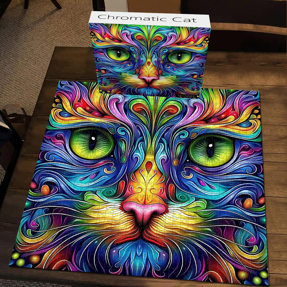 Cat Puzzles for Adults 1000 Pieces, Fantasy Animal Kitten Abstract Art Puzzle, Colorful Funny Cat Puzzle Kitty, Impossible Hard Challenge Jigsaw Puzzle for Adults PICKFORU