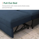 HONBAY Sectional Sleeper Sofa with Pull Out Bed U-Shape Sectional Couch Sleeper Bed with Storage Chaise Lounge Living Room 6 Seater Sectional Sofa,Velvet Dark Blue HONBAY
