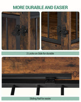 Hzuaneri Dog Crate Furniture, 44.1" Double Door Dog Crate with Barn Door, Dog Kennel Indoor, End Side Table Wooden Dog Crate for Small Medium Large Dog, Anti-Chew Anti-Escape, Rustic Brown Hzuaneri