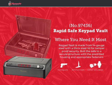 Hornady Rapid Safe Keypad Vault with RFID Touch Free Entry, 97436 - Tamper Proof Gun Safe Perfect for Storing Handguns, Gun Accessories, & Valuables - Three Entry Methods with 2 Included RFID Tags Hornady