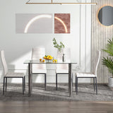Tangkula 5 PCS Dining Table Set, Modern Tempered Glass Top and PVC Leather Chair w/4 Chairs, Dining Room Kitchen Furniture (White and Silver) Tangkula