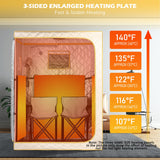 Smartmak Full Size Far Infrared Sauna, Two Person Home SPA with Time & Temperature Remote, Chairs, Light, Oversized 1 or 2 Person Privacy Indoor Saunas for Relaxation, BeigeGold Smartmak