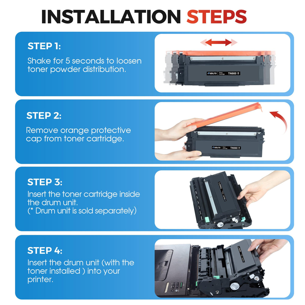 SUDLTO TN660 TN-660 Toner Cartridge Replacement Compatible for TN660 TN630 TN-630 TN-660 Use for HL-L2300D HL-L2380DW HL-L2320D DCP-L2540DW HL-L2340DW HL-L2360DW HL-L2305W (2 Black) SUDLTO
