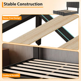 GarveeHome King Size Bed Frame with Adjustable Headboard and 4 Storage Drawers, Velvet Upholstered Tufted King Platform Bed Frames with Wooden Slats Support, King Bedframe No Box Spring Needed, Grey GarveeHome