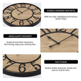 Maxstar Wall Clock Silent Bronze Rustic Farmhouse Metal & Wood Clocks with Arabic Numeral, Battery Operated Wall Clocks Decorative for Living Room Bedroom Office Home Decor 13inch Maxstar