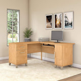 Bush Furniture Somerset L Shaped Desk with Storage | Corner Computer Table for Home Office, 60W, Maple Cross Bush Business Furniture