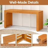 Tangkula Patio Acacia Wood Bench, 36” Outdoor All-Slat Wood Bench for 2 People, 800 lbs Capacity, Outdoor Backless Seating Furniture for Park, Garden, Yard, Porch (1,Teak) Tangkula