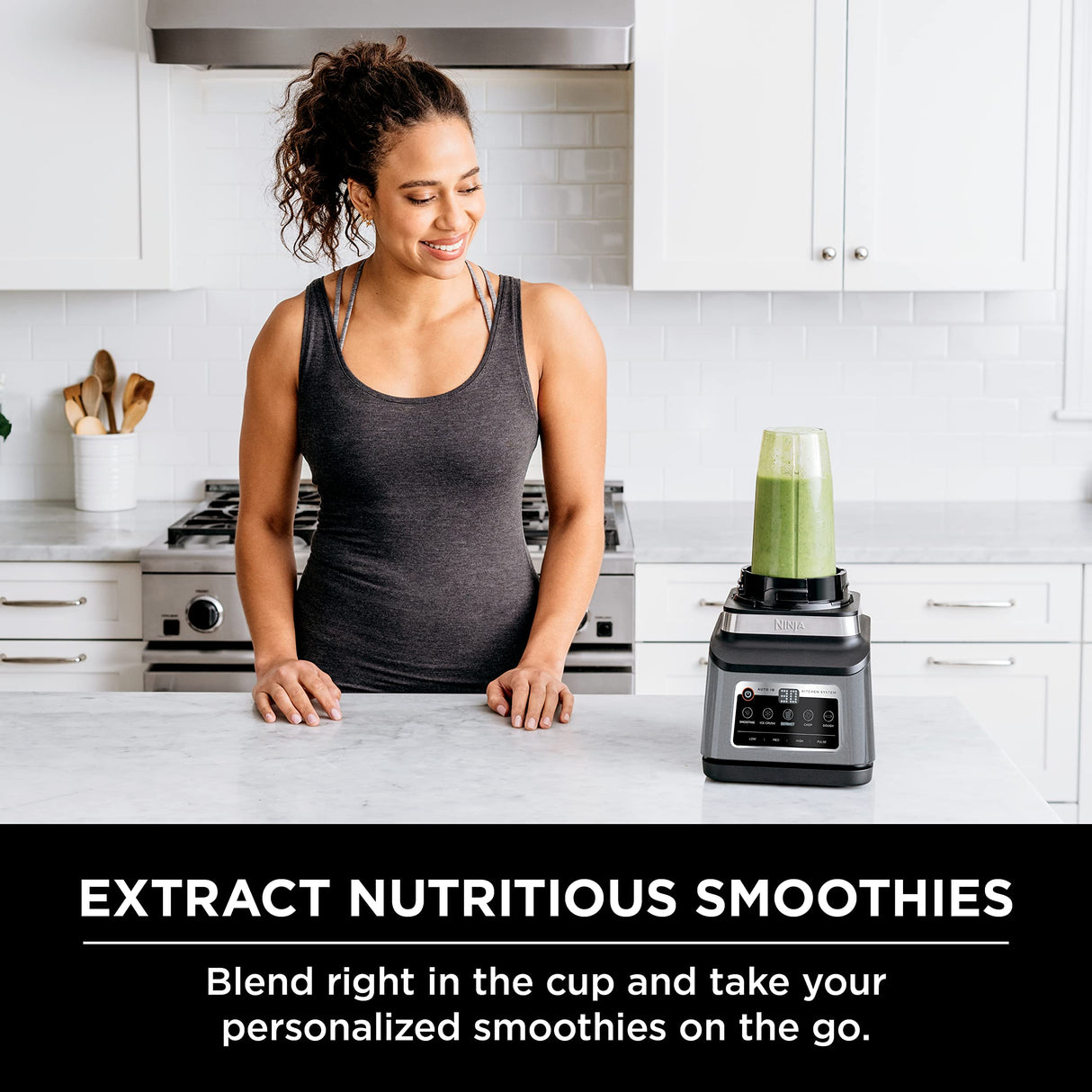 Ninja BN801 Professional Plus Kitchen System, 1400 WP, 5 Functions for Smoothies, Chopping, Dough & More with Auto IQ, 72-oz.* Blender Pitcher, 64-oz. Processor Bowl, (2) 24-oz. To-Go Cups, Grey Ninja