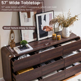 Standifurno 9 Drawer Double Dresser for Bedroom, Modern Curved Wood Chest Drawers of Handleless, Large Storage Dresser Bedroom, Living Room, Entryway, Walnut Standifurno