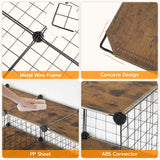 HOOBRO Cube Storage Organizer, Wire Cube Storage, 6-Cube Metal Grid Storage Shelf, Modular Cabinet, DIY Cube Bookshelf, for Living Room, Bedroom, Study, Rustic Brown and Black BF06CW01 HOOBRO