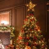 Christmas Tree Topper Star, Indoor Rattan Natural Star Treetop with 10 LED Light, Xmas Star Tree Topper Lighted for Christmas Tree Decorations MyoGrip