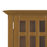 SIMPLIHOME Bedford SOLID WOOD 32 inch Wide Transitional Low Storage Media Cabinet in Light Golden Brown, with 2 Tempered Glass Doors, 2 Adjustable Shelves SIMPLIHOME
