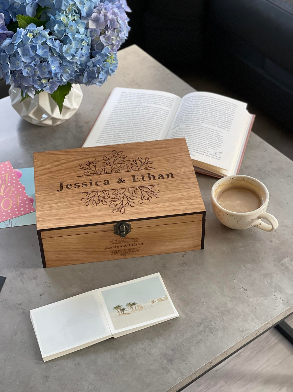Personalized Memory, Wooden, Wedding Keepsake box - Christmas Couple Love Gift for Him, Brother, Boyfriend Customized Engraved Lock Wood Box (Oak) InsideDecor.Shop