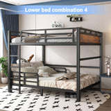 HKOLIE Queen Over Queen Bunk Bed, Convertible Metal Bunk Beds Can Separate into Loft Bed and Platform Bed, Heavy Duty Noise-Free Bed Frame with Safety Rails for Adults Teens Kids, Black HKOLIE