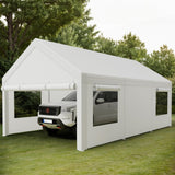 Shintenchi Carport 12' x 20' Heavy Duty Portable Garage, Car Port Canopy with Side-Opening Removable Door & Roll-Up Windows, Car Canopy for Truck,Car,Boat,Motorcycle,White Shintenchi