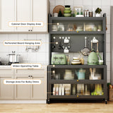 5 Tier 63" Metal Kitchen Storage Cabinets with 10 Hooks,Microwave Stand,Kitchen Storage Rack for Home, Office,Pantry White Wohh