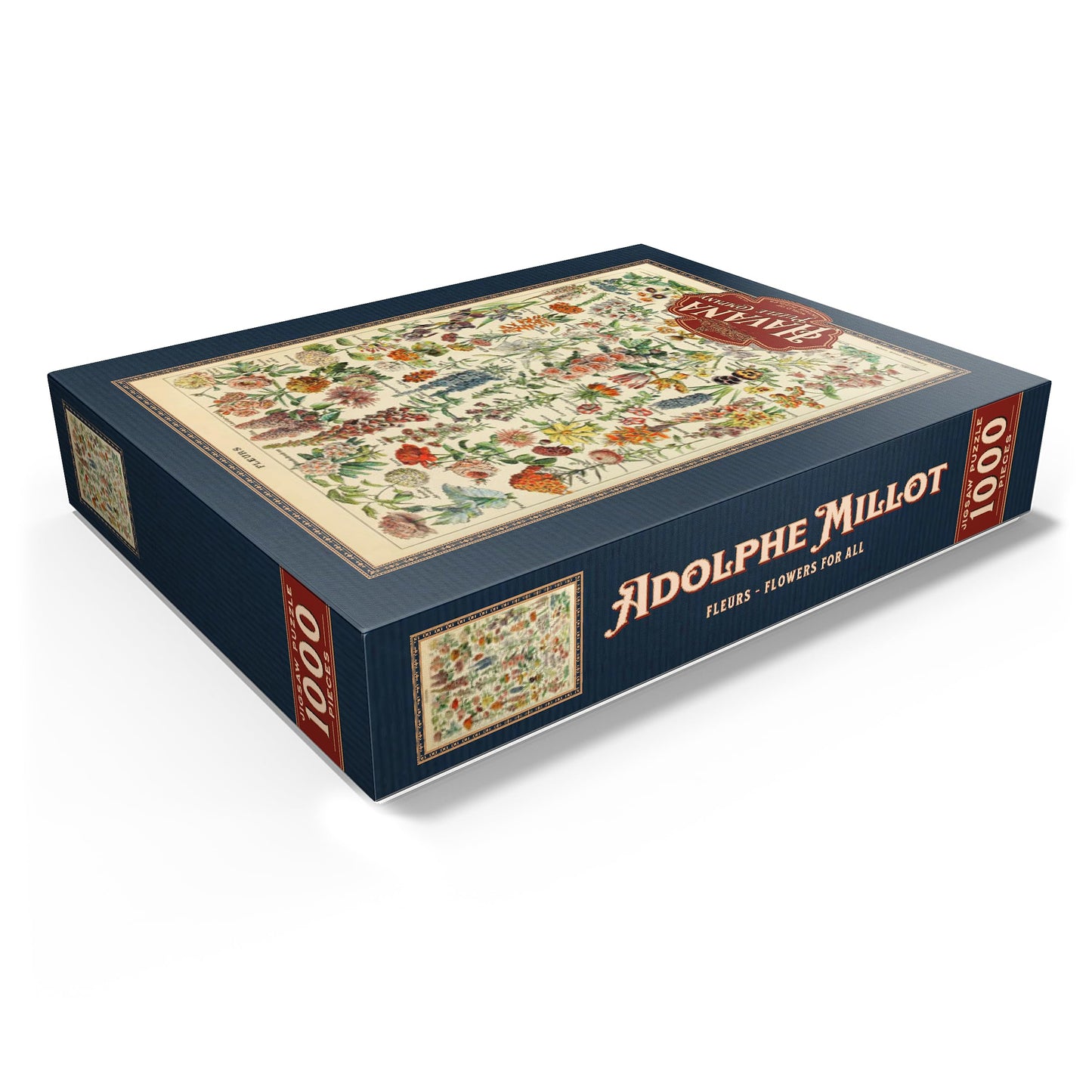 MyPuzzle Fleurs - Flowers for All, Vintage Art Poster, Adolphe Millot - Premium 1000 Piece Jigsaw Puzzle for Adults