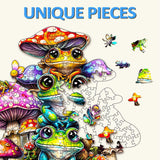 WOODBESTS Wooden Puzzle for Adults, Frog Family Puzzle (M, 190pcs, 11.4"x10.9") Beautiful Wooden Box, Wooden Jigsaw Puzzles Unique Shape, Birthday Gifts for Adults and Kids Family Game WOODBESTS