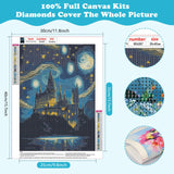 SENQAO Starry Night Castle Diamond Painting Kits for Adults - Full Drill Starry Night Diamond Dots Paintings for Beginners, 12X16 Inch Abstract Sky Diamond Art Kits for Home Wall Decor SENQAO