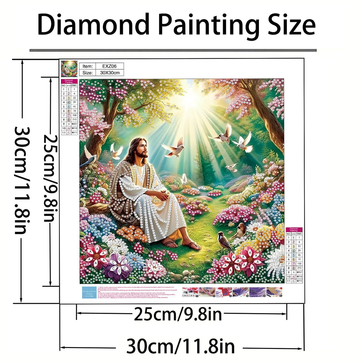 GXGLLPZBY DIY Special Shape Diamond Art Kits, 5D Religious Diamond Painting for Beginners Adults, Jesus Round Full Drill Diamond dot Art Kits, Gem Art for Adults Home Wall Decor 11.8x11.8in GXGLLPZBY
