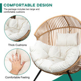 Shintenchi Wicker Egg Chair Outdoor Rattan Patio Chair with Cushion,Oversized Patio Lounge Chairs with Cushion Egg Basket Chair, Egg Seat for Indoor Living Room Bedroom Outside Patio Backyard Balcony Shintenchi