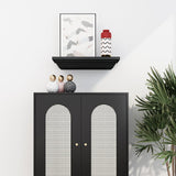 JOLLYMER Concealment Gun Shelf with Hidden Trap Door with RFID Lock, Black Floating Shelf for Living Room JOLLYMER