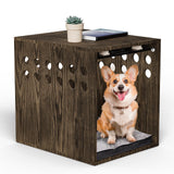 Dog Crate Furniture, SAUCE ZHAN Dog Kennel with Cushion for Small/Medium Dogs, End Side Table Wooden Crate for Pets Indoor, Brown SAUCE ZHAN