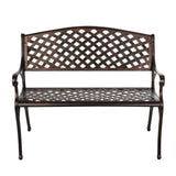 Balkene Home 61491 Patio Bench Cast Aluminum Lightweight Sturdy Bench Perfect for Relaxing Pause in Garden, Backyard Patio Basketweave Design - Antique Bronze Finish Patio Sense
