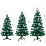 Juegoal 5 ft Pre-Lit Artificial Christmas Tree, Lighted Optical Fiber Xmas Trees with RGB Color Changing LED Lights, Snowflakes & Top Star, Festive Party Holiday Fake Multicolored Tree with Metal Legs Juegoal