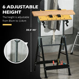 HOMCOM Work Bench Tool Stand with Adjustable Height and Angle, Carpenter Saw Table with 4 Clamps, Steel Frame, 220lbs Capacity HOMCOM