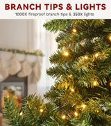 DWVO 7.5 FT Pre-Lit Slim Pencil Fraser Fir Artificial Christmas Tree with 350 Lights and 1000 Branch Tips, Green DWVO