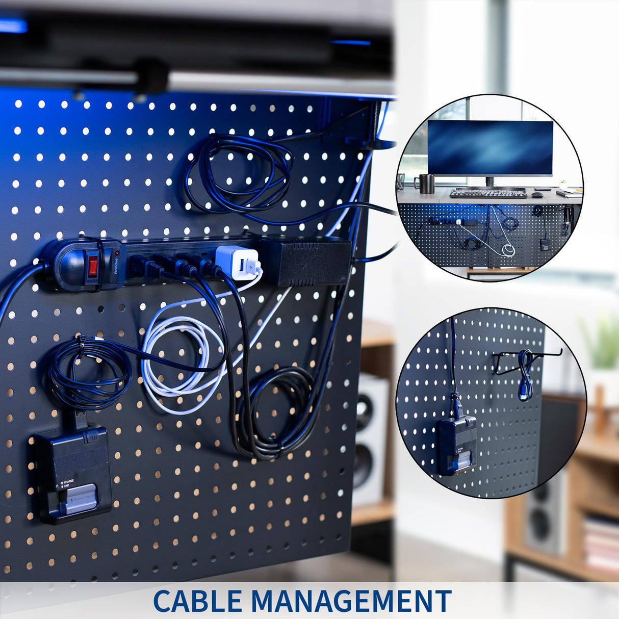 VIVO Steel Clamp-on Desk Pegboard, 30 x 24 inch Privacy Panel, Magnetic Peg Board, Office Accessory Organizer, Above or Below Desk Placement, Black, PP-DK30B-1 VIVO