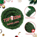 72Feet Christmas Garland, Icnice Garland Christmas Decorations with 36 Xmas Red Velvet Bow and 24Decor Ball, Artificial Pine Garland Xmas Tree Wreath Non-Lit Greenery Decoration for Home Wedding Party Icnice
