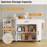 IRONCK Kitchen Island with Storage, 47.2in Rolling Island on Wheels, Kitchen Cart with Drop Leaf, Drawer and Towel Rack for Home, Dining Room IRONCK