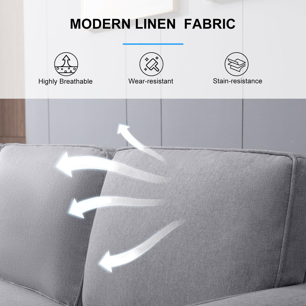 PUREMIND 2Piece Sofa Set for Living Room, Modural Convertible Loveseat and Sofa Set, Modern Linen Fabric L Shaped and Loveseat Sofa Set of 2, Sectional Sofa Couches Set for Apartment PUREMIND