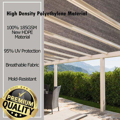 Alion Home Outdoor Pergola Sun Shade Cover Cloth Patio Canopy HDPE Permeable with Grommets (10' x 14', Brown) - WoodArtSupply