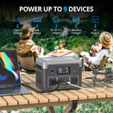 Portable Power Station 600W(1800W peak), 665.6Wh LiFePO4 Battery, Solar Power Station with 110 AC Outlets,UPS Function, Solar Generator for Home Backup,Campinp, Bluetooth Speaker&LED Lights Akiisolo